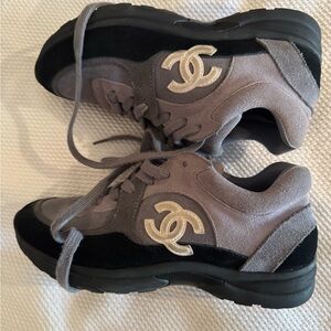 CHANEL Women's Black and Gray Sneakers